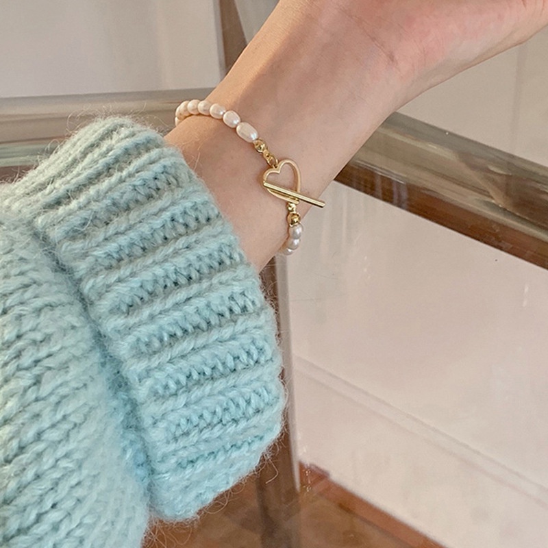 Gelang Mutiara Imitasi Bentuk Hati Untuk Wanita