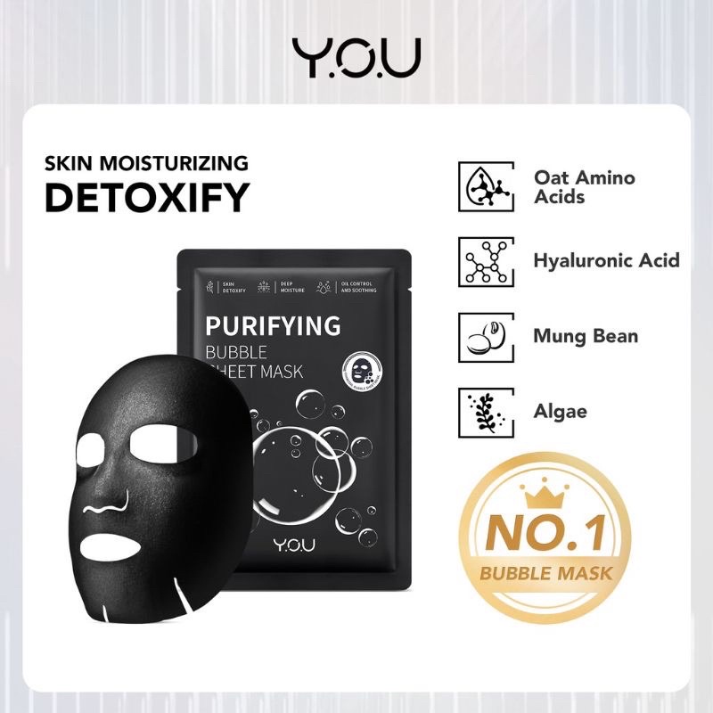 BUBBLE SHEET MASK BY Y.O.U PURIFYING YOU Bubble Detox Purifying Bubble Sheet Mask Y.O.U Bubble Sheet Mask MASKER BUBBLE MASKER WHITENING YOU Bubble Detox Purifying Bubble Sheet Mask Kawaii