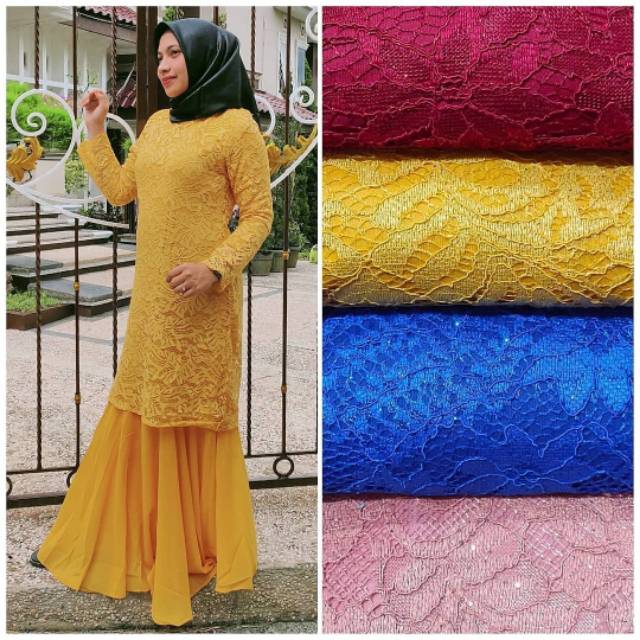 Gamis pesta brokat kombinasi ceruty babydol mewah ORIGINAL