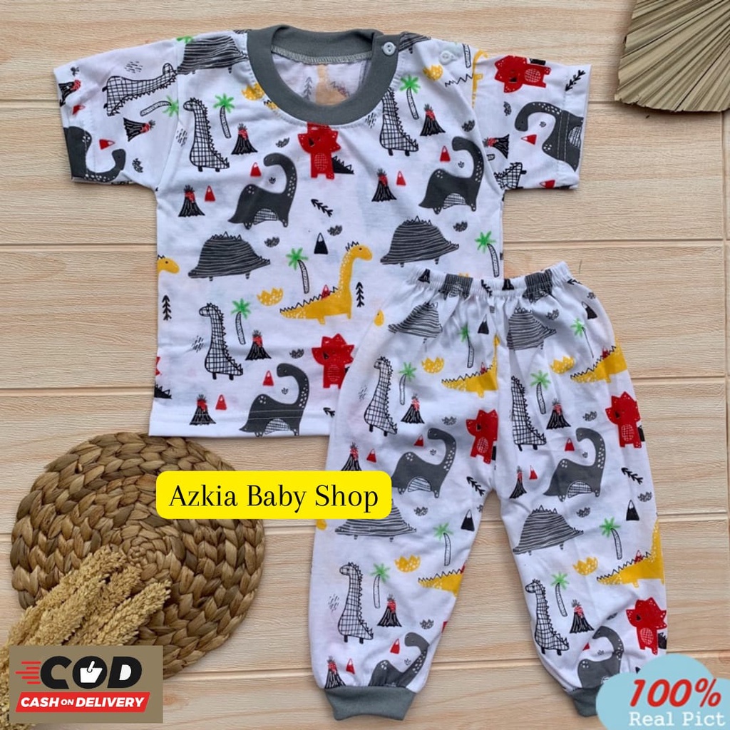 Setelan Piyama Baju Tidur Bayi Motif Dino Baju Anak Baju Tidur Usia 3-12 Bulan