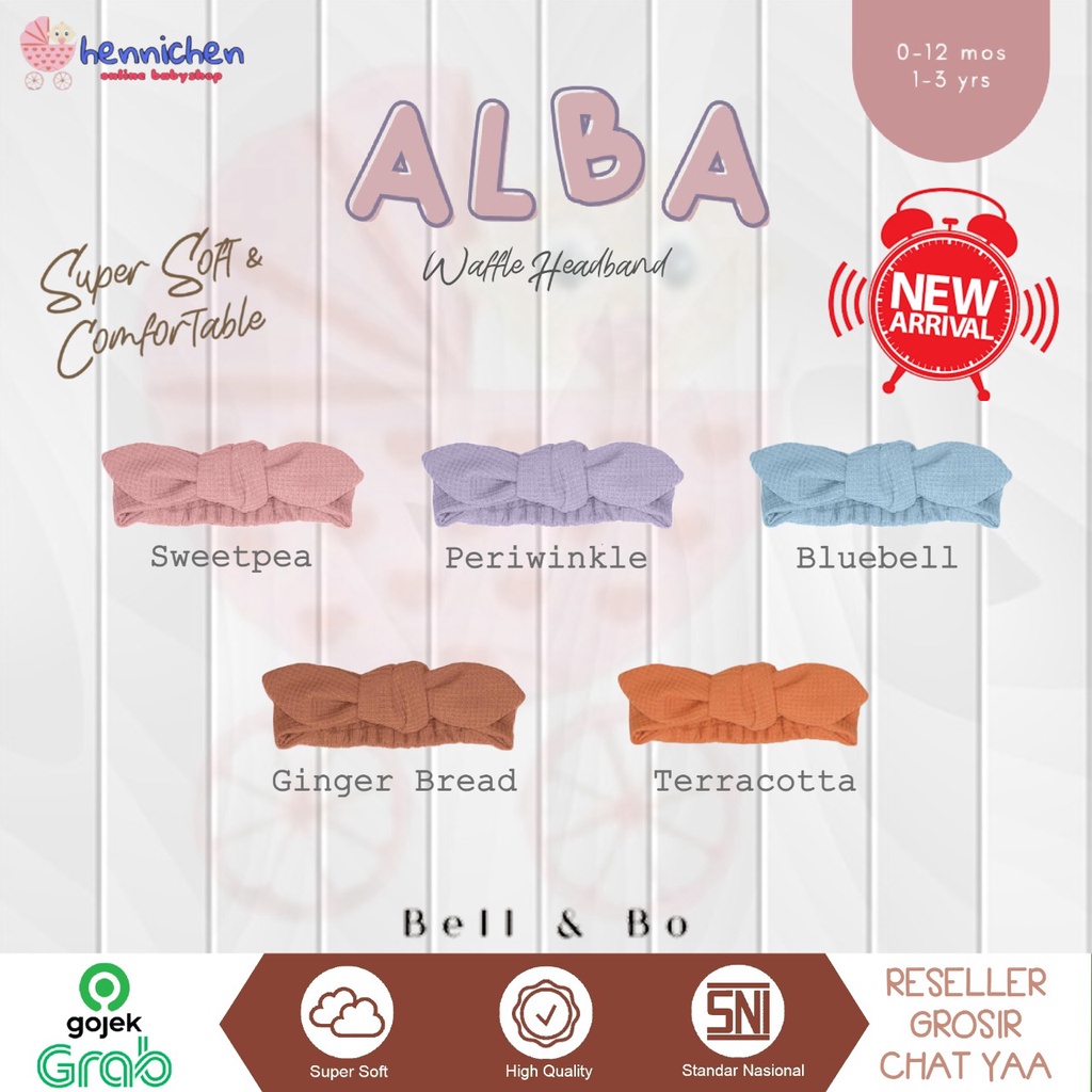 BELL AND BO Adjustable Bamboo ADJUSTABLE ALBA WAFFLE HEADBAND Headband Bandana bayi bamboo 0-24 bln