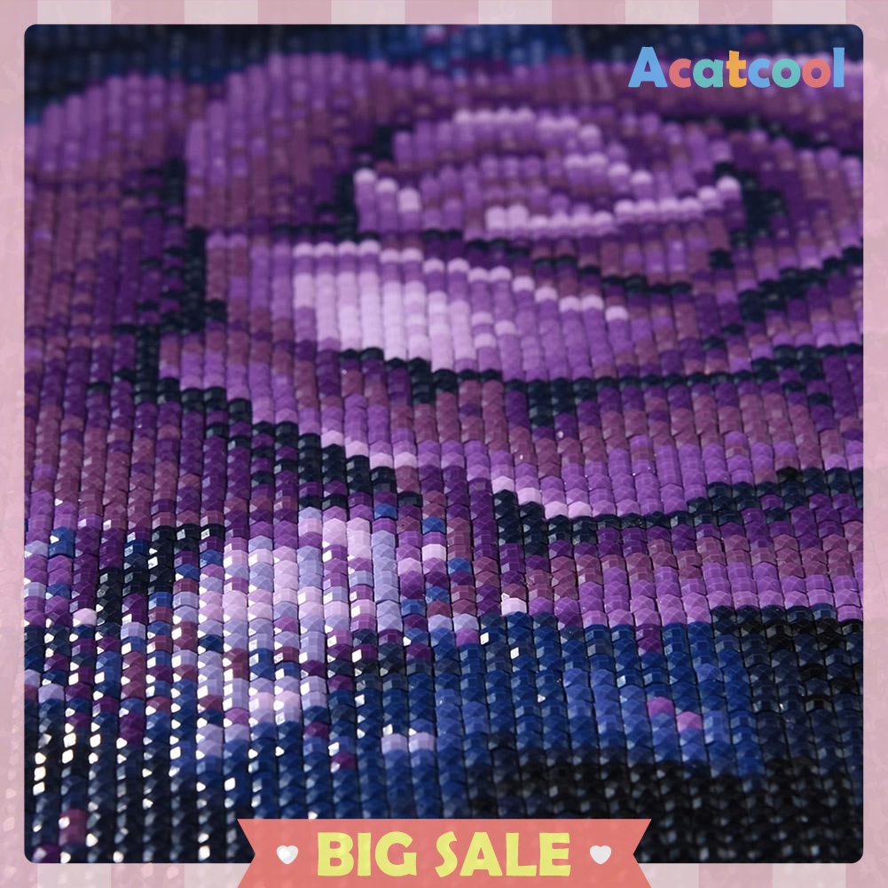 5D DIY Full Drill Square Diamond Painting Purple Rose Cross Stitch Mosaic