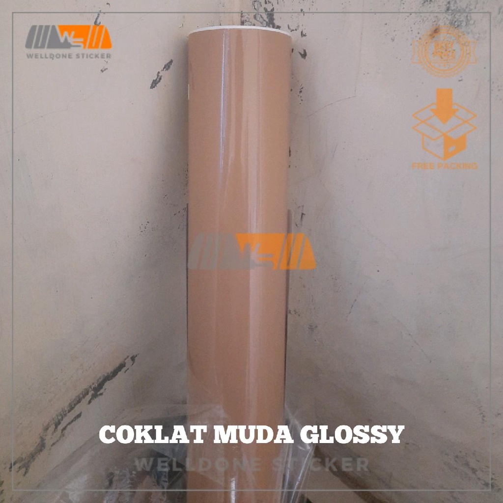 stiker motor skotlet coklat muda glossy/mengkilap kualitas super