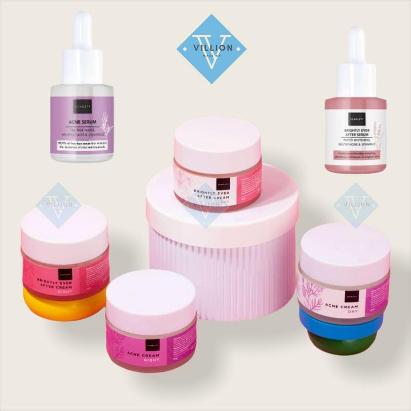 Scarlett Whitening Brightly Ever After | Acne Series| Glowtening (Serum/Day Cream/Night Cream/Toner)
