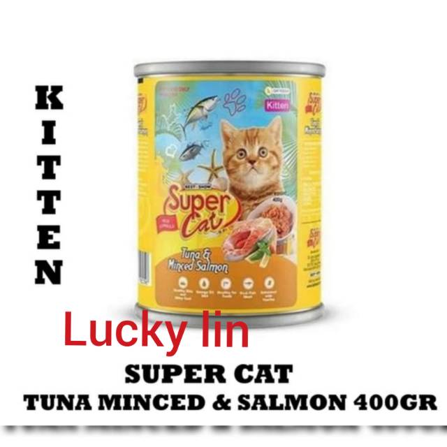 Makanan kucing kaleng super cat kitten 400gr / supercat kitten 400gr / super cat kaleng kitten 400gr