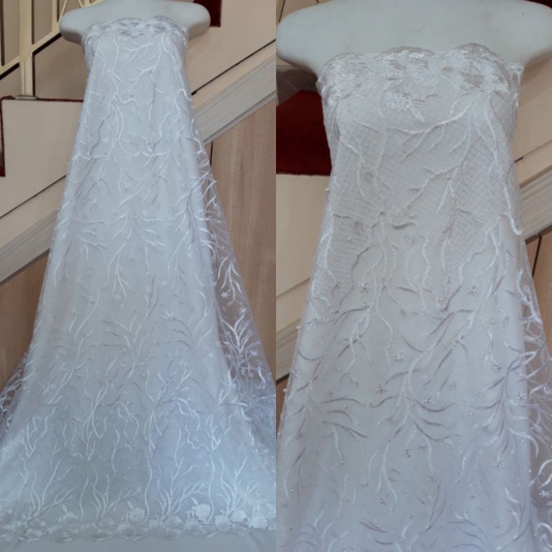 KAIN TILE BORDIR MUTIARA, tile brokat kain (HARGA PER SETENGA METER)