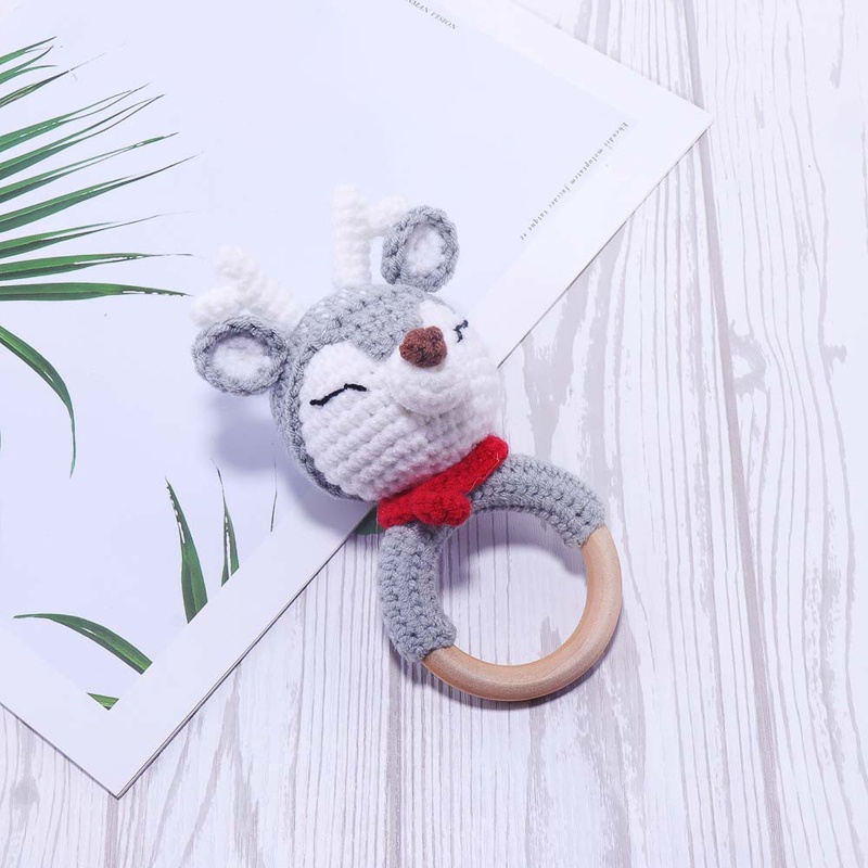 Mary Mainan Teether Bayi Newborn Model Rusa Crochet Bahan Kayu DIY