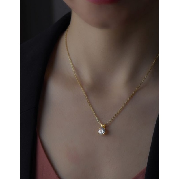 promo free Cincin Gold 1 pcs/Kalung Titanium Wanita rantai Nuri Anti Karat Liontin Permata Satu/Kalu