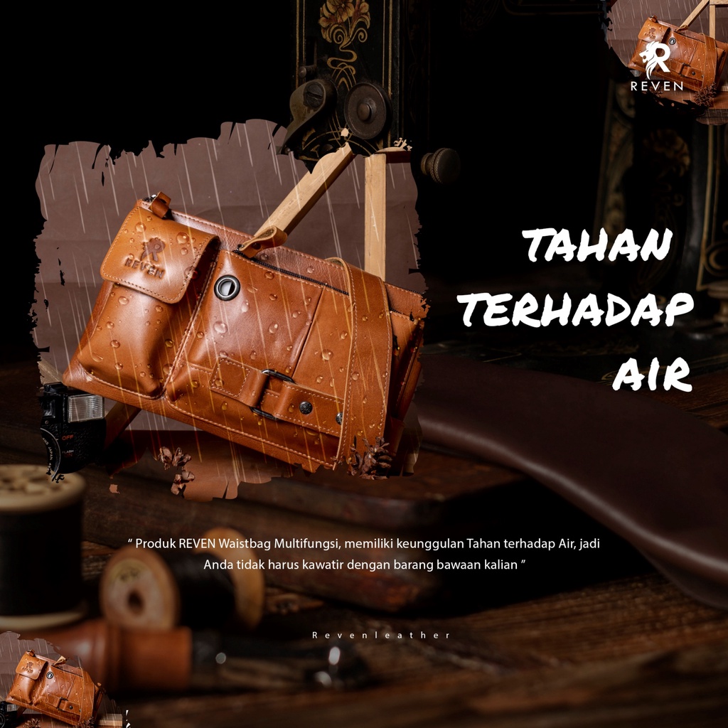 Tas Kulit Branded Waistbag Bahu Selempang Multifungsi SlingBag Fashion Pria Cowok Kulit Asli Premium