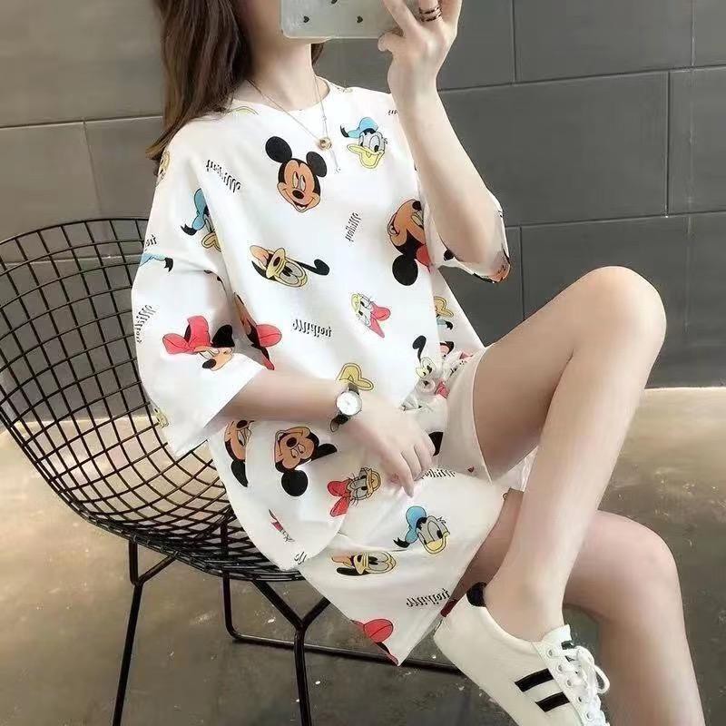 Baju Tidur Piyama Set/Piyama Wanita Import/Baju Piyama Pendek/Short Sleep Wear-K15-Putih Miky
