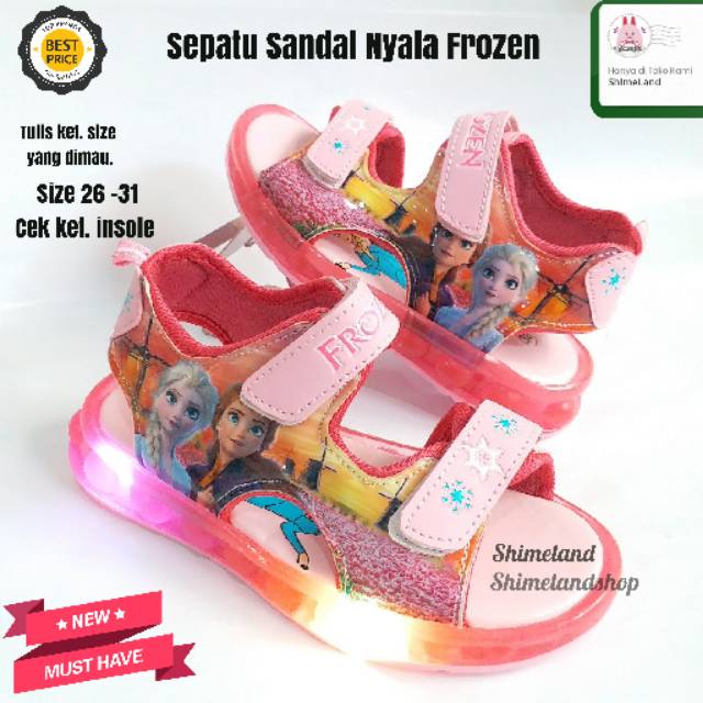 SEPATU SANDAL  FROZEN NYALA  LAMPU LED KADO UNTUK ANAK  