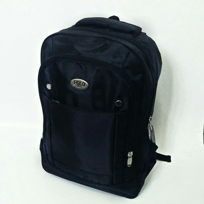 Backpack Polo Resleting Atas tas Ransel polo Tas Ransel Grosir Murah - Hitam