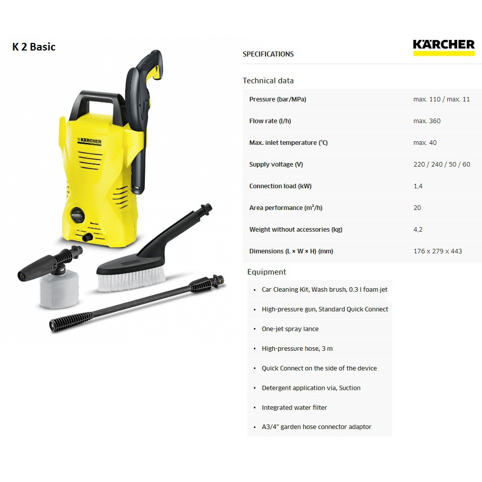 Karcher High Pressure Cleaner K 2 Basic