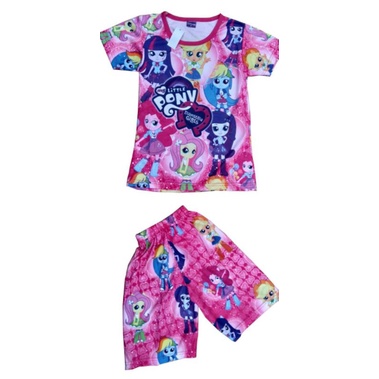 BAJU KAOS SETELAN ANAK PEREMPUAN KAOS LITTEL PONY KUDA PONY