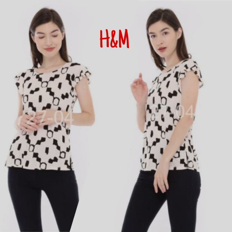 Blouse Motif Lengan Pendek H*M/HM (Harga penjualan di website 300ribuan)