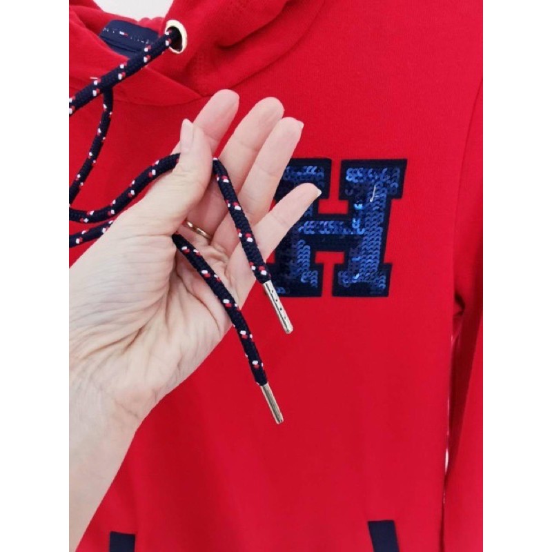 Tommy hilfiger red sequin logo sweatshirt