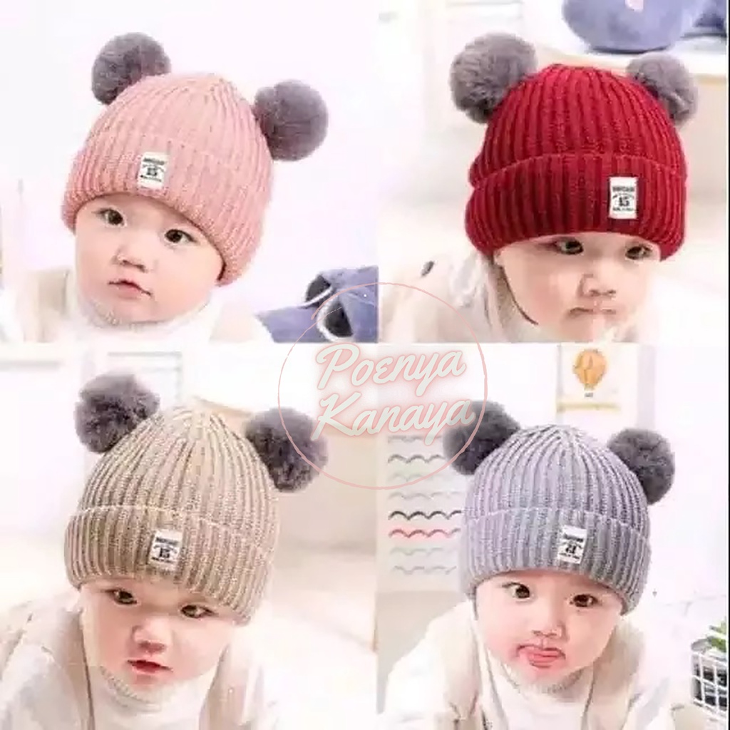 Topi Kupluk Bayi Rajut DC Kids Topi Rajut Pompom TP20