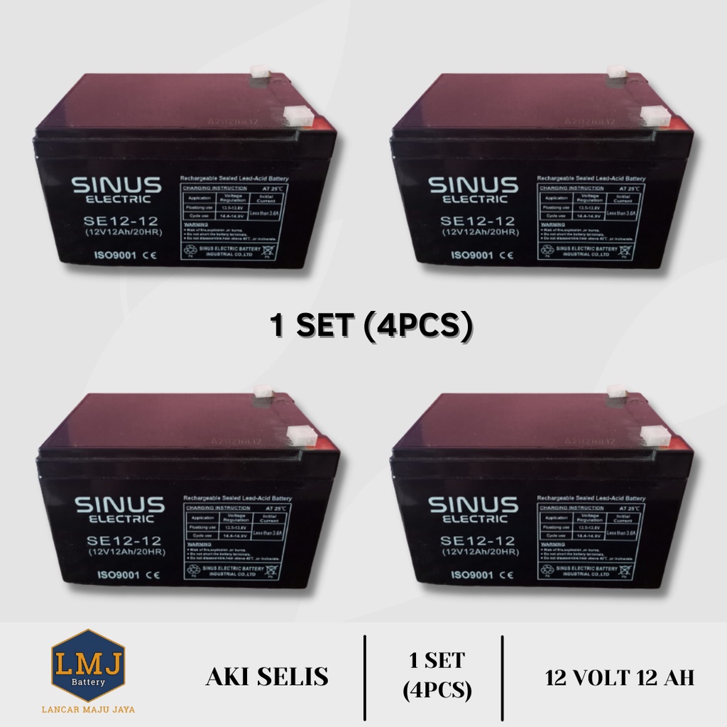 AKI SEPEDA LISTRIK SELIS (1SET /4 PCS) (Pengiriman khusus P.Jawa).