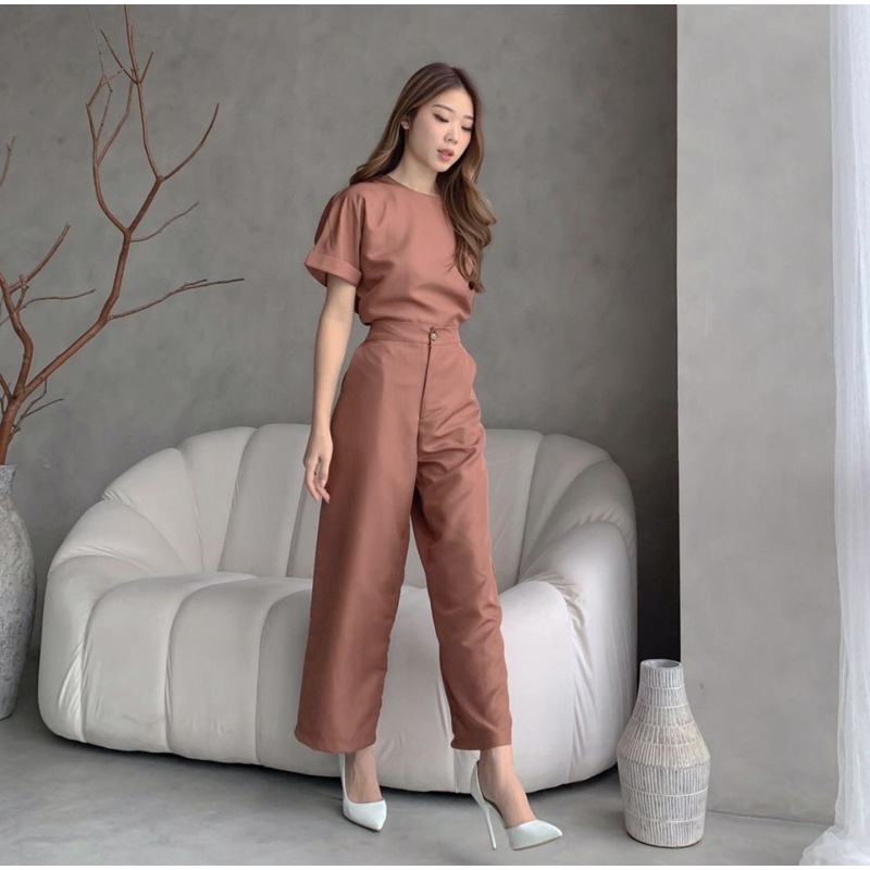 SARA 2 IN 1 SET KOREA - SETELAN WANITA KANTOR ( LONG PANTS ) SETELAN FORMAL KANTOR - PAKAIAN WANITA KANTORAN POLOS - HADIAH / KADO ULTAH CEWEK