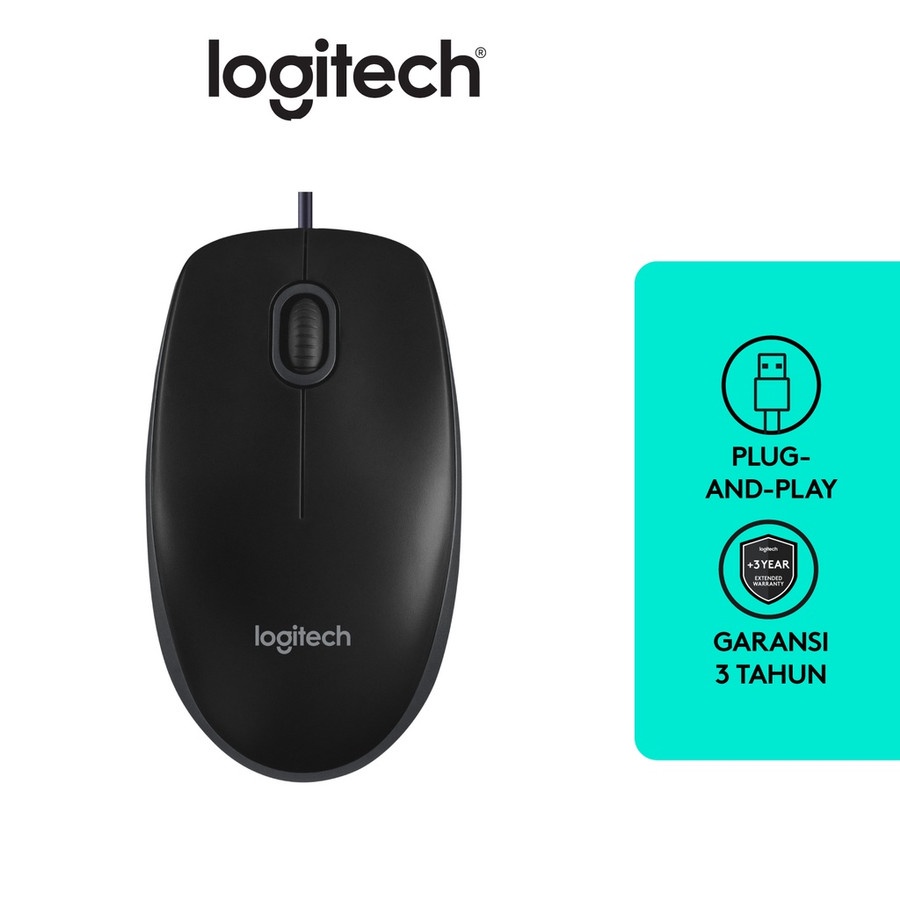 MOUSE USB LOGITECH B100 MOUSE LOGITECH ORIGINAL RESMI 100% BUKAN KW TOP GAN