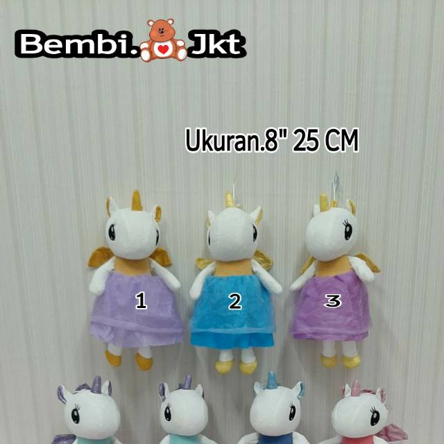 

boneka unicorn gaun satin import miniso uk.25cm souvenir kado kuda