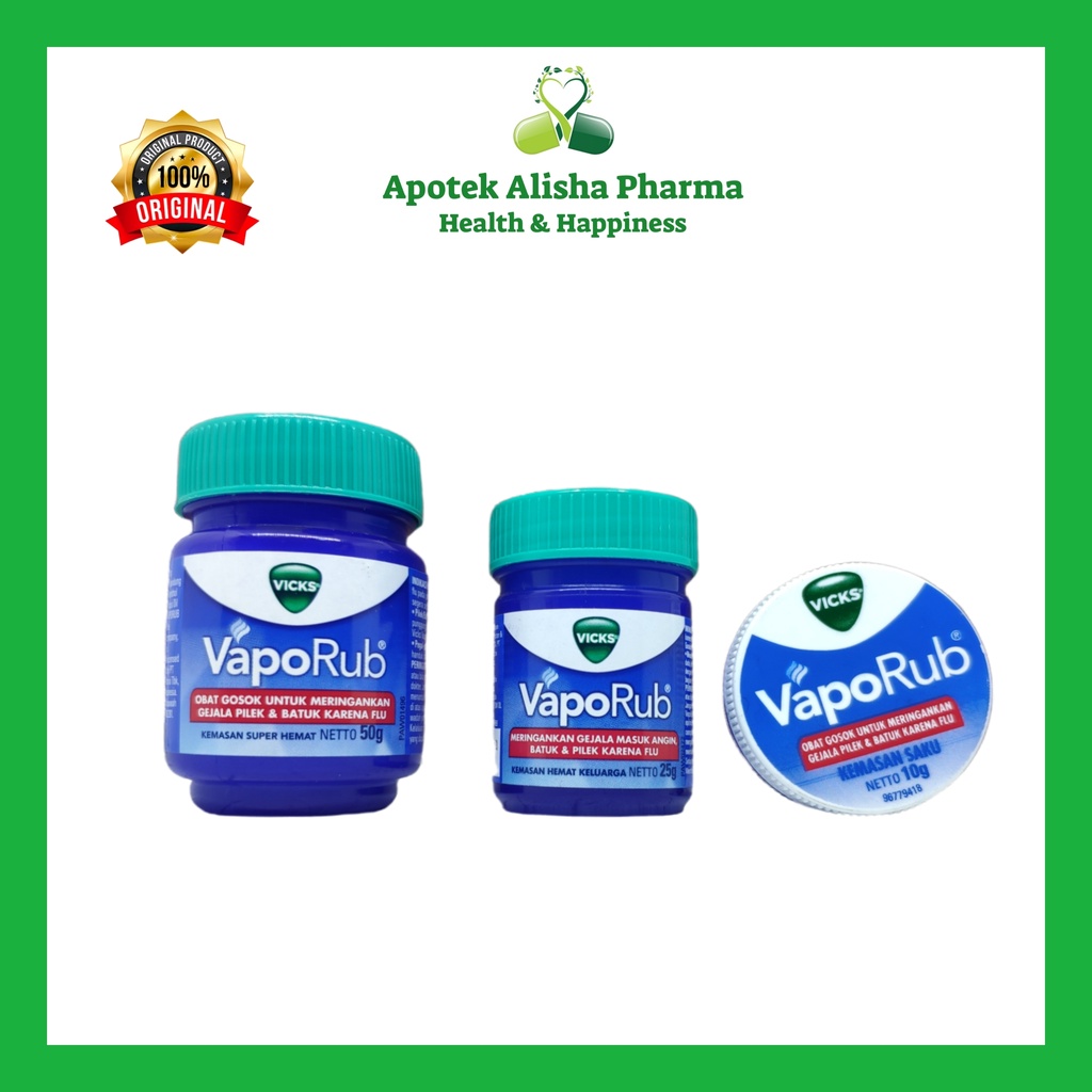Vicks Vaporub 10/25/50gr - Viks Balsem Flu Pilek Batuk / Masuk Angin Anak / Dewasa / Vik Balsam
