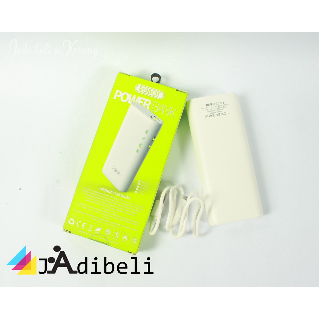 Powerbank robot rt130 10000mah power bank 10000 mah 2 output