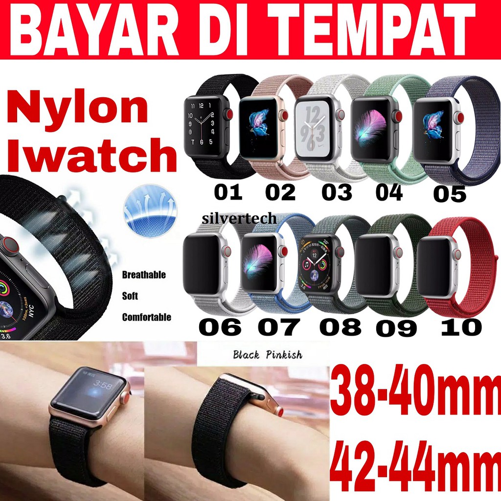 Nylon Strap For Iwatch 38-40 mm dan 42 - 44 mm | Strap Penganti untuk Iwatch bahan Nylon aneka warna