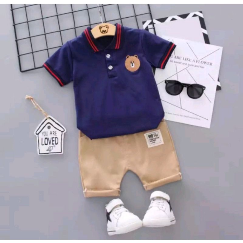 SETELAN BAJU ANAK ANAK 1-5 TAHUN PAKAIAN BAJU ANAK POLO BEAR ANAK LAKI-LAKI