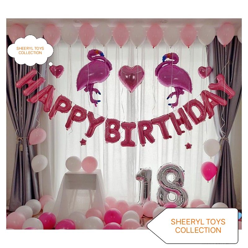 [PAKET]DEKOR ULANG TAHUN TEMA FLAMINGO PINK SET DEKORASI HBD