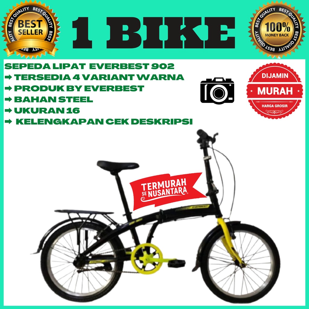 Sepeda Lipat 16 Inch EVERBEST EB-902 New Steel Hi-Ten 7 Speed