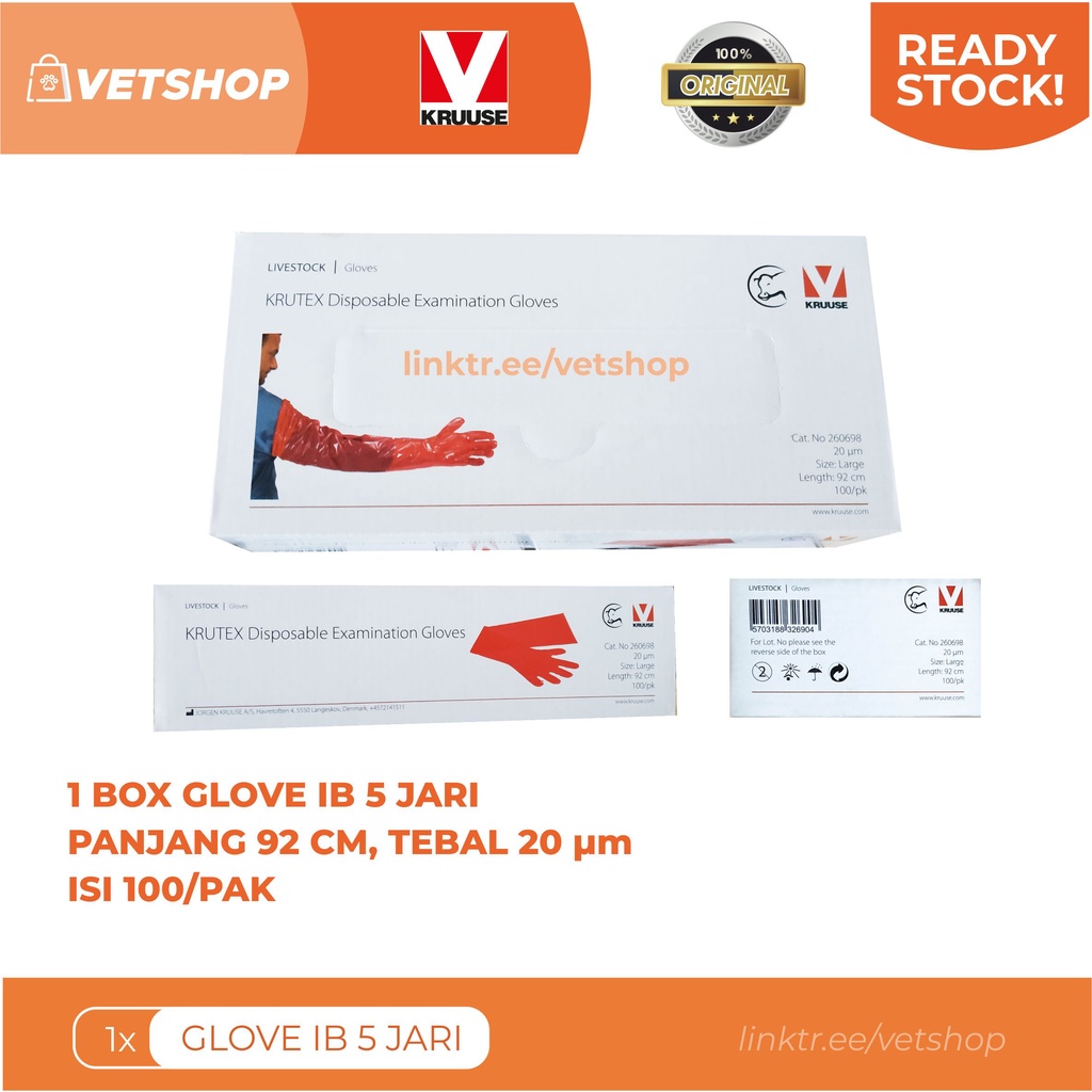 Glove IB / Glove Palpasi Perrectal / Sarung Tangan Plastik IB 5 jari