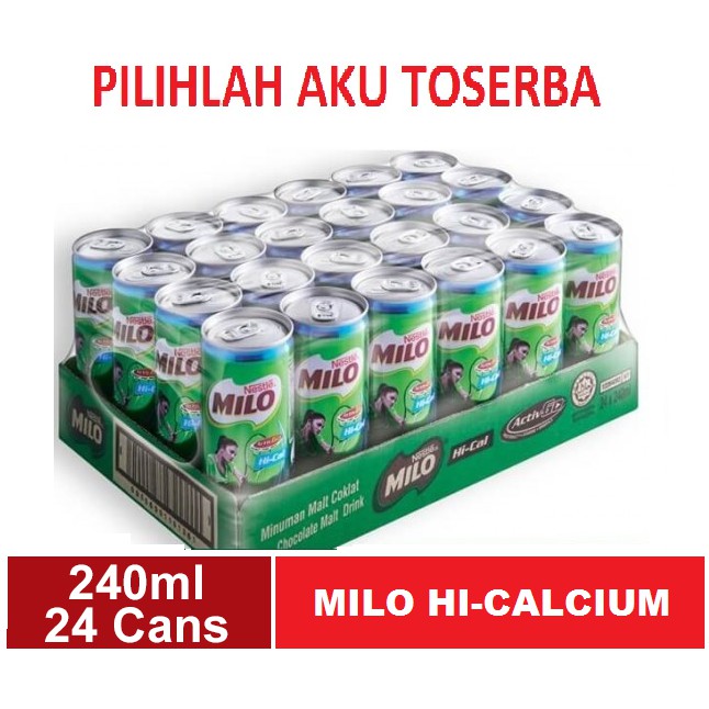 Susu Milo Kaleng Coklat ACTIVE GO HIGH CALCIUM - 240 ml (isi 24 can)