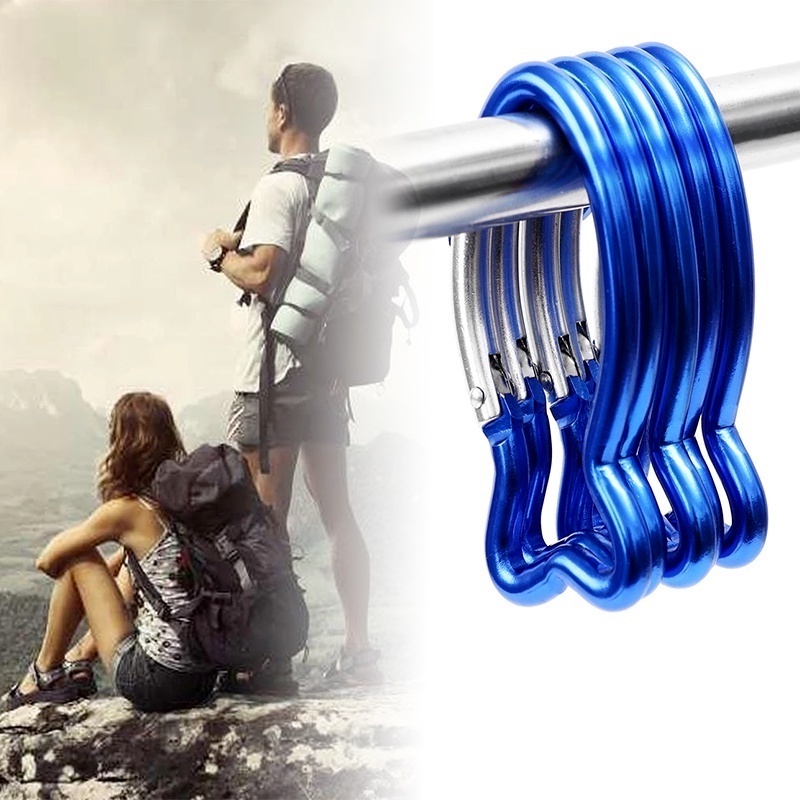 No.6 Carabiner Portable Bentuk Ikan Bahan Aluminum Alloy Untuk Camping / Hiking / Piknik