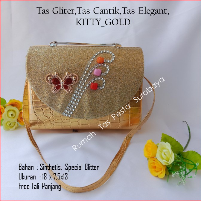 Tas Gliter,Tas Cantik,Tas Elegant,KITTY_GOLD