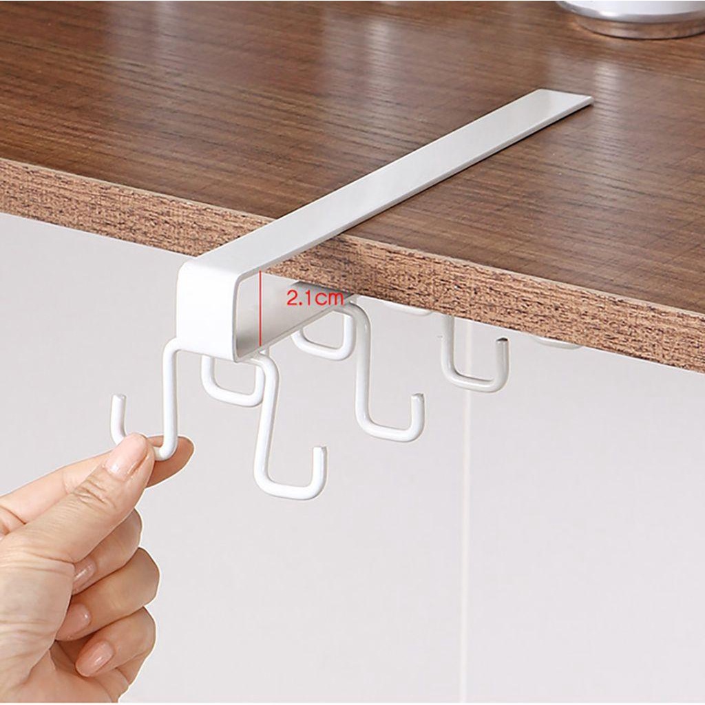 Nickolas1 Mug Hook Rak Multi-Kait Penyimpanan Multifungsi Dua Baris Untuk Kabinet,Dapur,Bar Punch-free Cabinet Hook