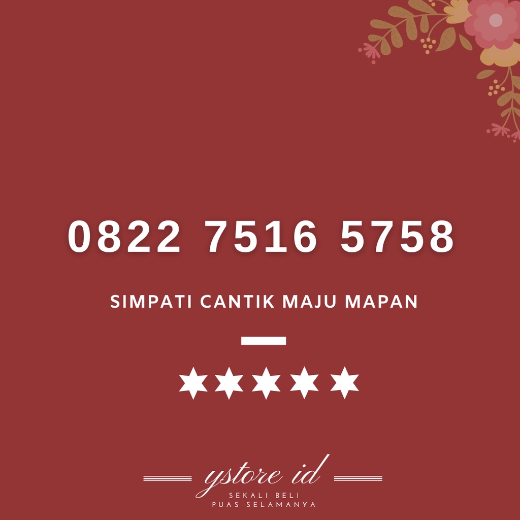 NOMOR CANTIK TELKOMSEL 5758 KARTU PERDANA SIMPATI LOOP NOMER BELAKANG EKOR 5758