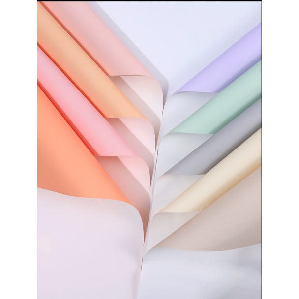 

[5 LEMBAR] Cellophane Bi Color White / Paper Flower Wrapping / Kertas Bunga / Korea / Dua Warna / 2 side colour