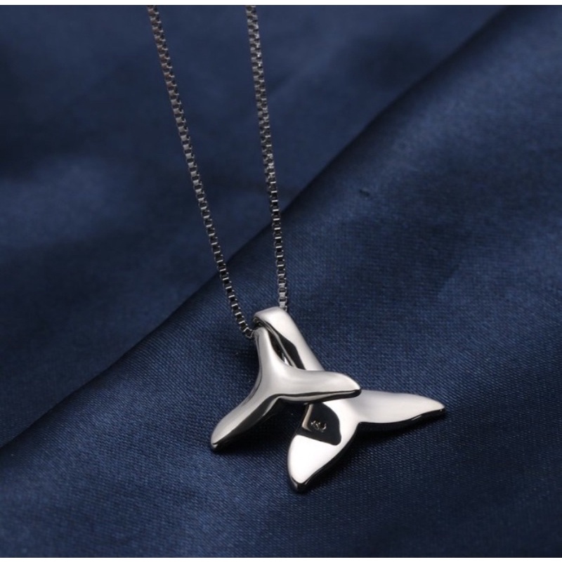 Kalung rantai sterling silver 925 dengan buah ekor lumba-lumba