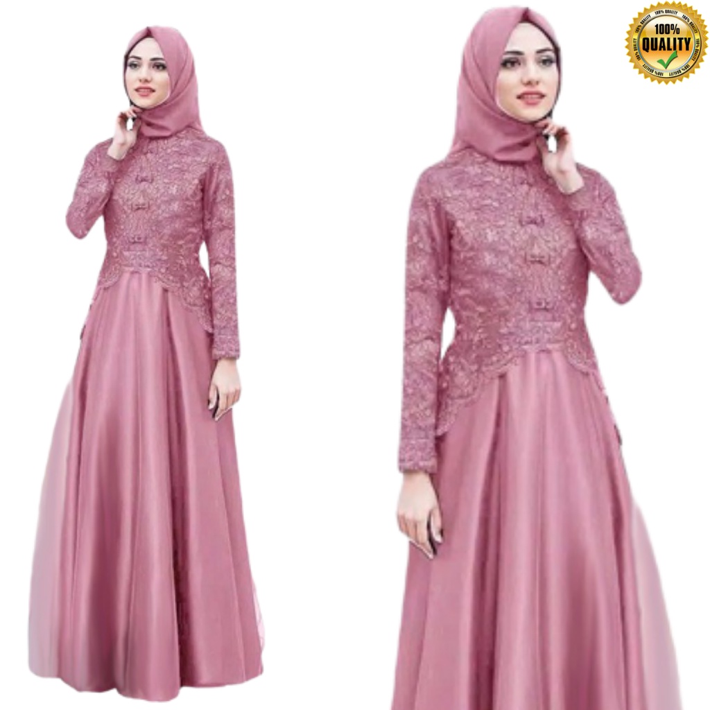 GAMIS BROKAT TERBARU - MODIS SYARI DRESS MAXY KAELLA / GAUN PESTA MUSLIM WANITA ( HAN FASHION [COD])