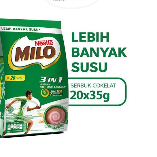 

[KODE PRODUK 749] MILO 3in1 ACTIV-GO Coklat Pouch 20x35g TERMURAH!!!