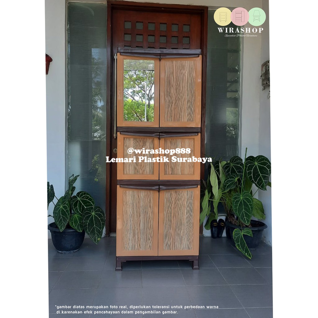 New Lemari Plastik Napolly Cermin Sekat/Gantung