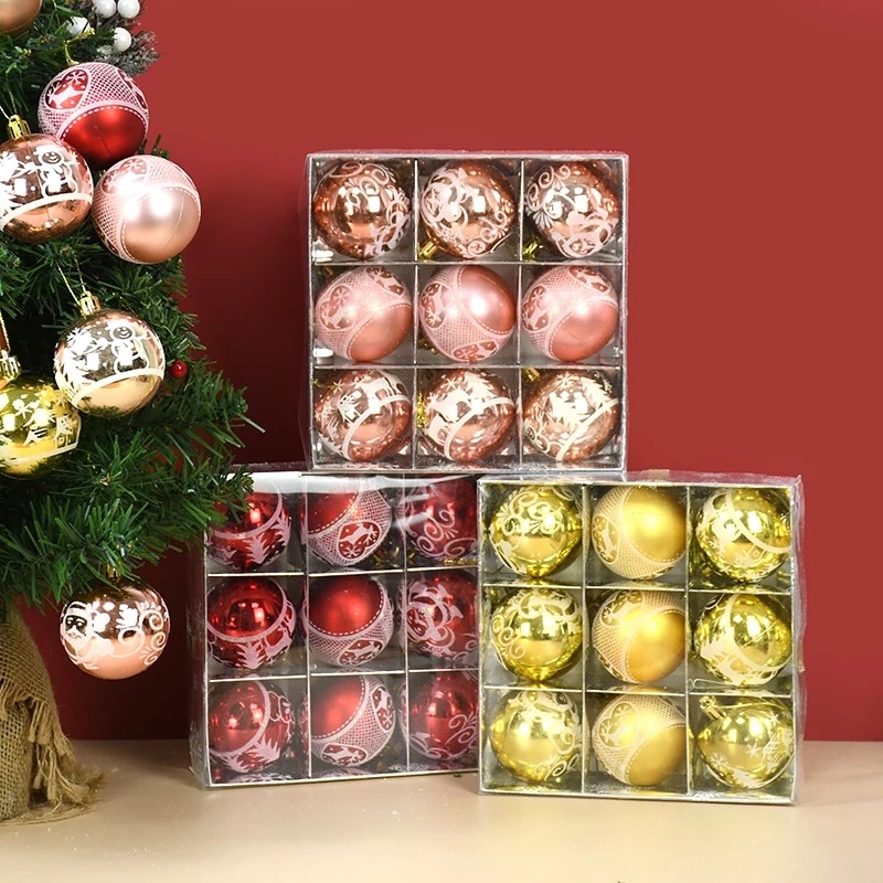 Christmas Home Decoration Products / 9 Balls/Box Christmas Painted Balls / Christmas Ornaments For Xmas Tree / Christmas Tree Decorations / Christmas Tree Decorative Pendant