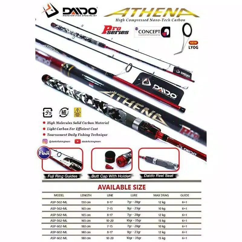 JORAN DAIDO ATHENA PRO SERIES 165 CM 8-17 Lbs dan 10-20 lbs dan 180 cm 8-17 lbs dan 10-20 lbs