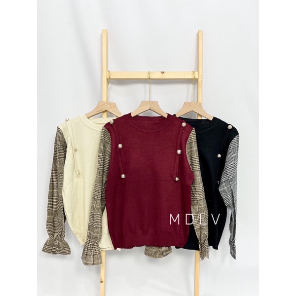 MDLV ~ 0559 VADELINE KNIT TOP // ATASAN RAJUT LENGAN PANJANG // FASHION IMPORT