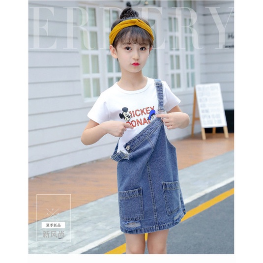 Cherry COD Overall Anak Perempuan Denim Sobek Import / Jumpsuit Anak Denim / Jumpsuit Denim Anak / Jumpsuit Anak Import / Baju Anak Perempuan  - JA05