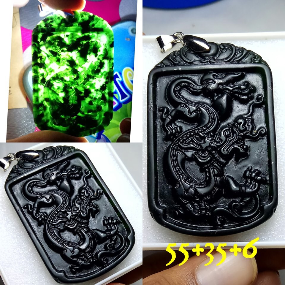 Liontin Black Jade Ukir Naga B272