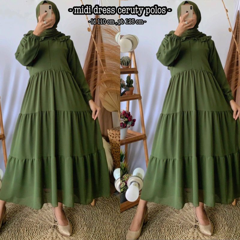 MIDI DRESS CERUTY BABYDOLL POLOS OOTD FASHION WANITA TERBARU KEKINIAN