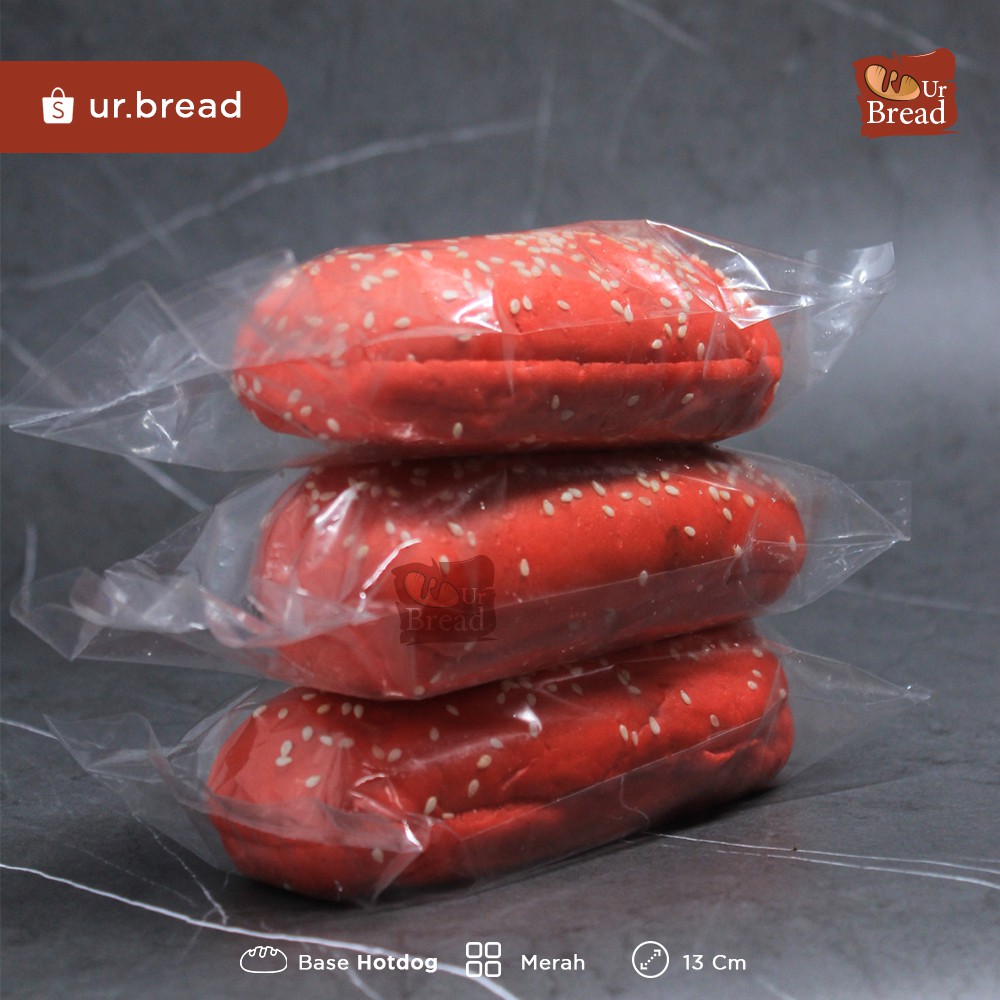 Roti Hotdog Merah 13cm | Base Hotdog (Long Burger) 13cm Red