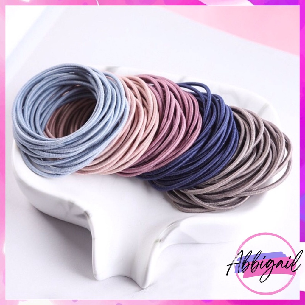 𝘈𝘉𝘎✰ Ikat Rambut Karet Polos Elastis Gaya Korea / Karet Gelang / Kuciran Rambut Wanita 100 Pcs 1112